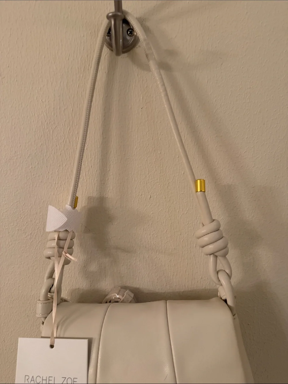 Rachel Zoe Ivory Knot-Handle Shoulder Bag